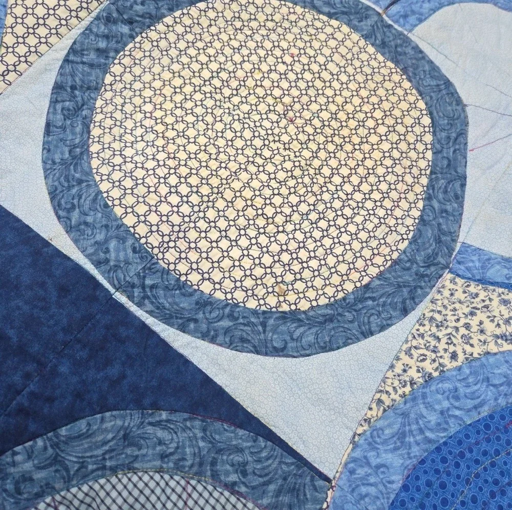 Handmade Blue Patchwork Circle Quilt